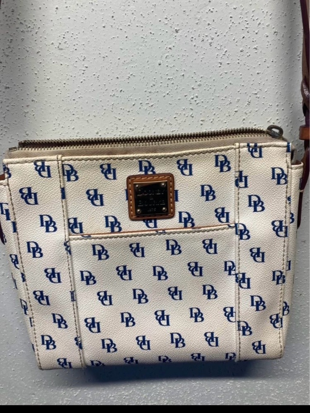 Dooney & Bourke White and Blue Signature DB Crossbody